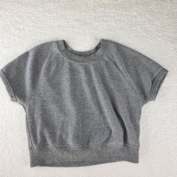 T.la Heather Gray Cropped Crewneck Pullover Short-Sleeved Top Size XXS - Picture 3 of 13